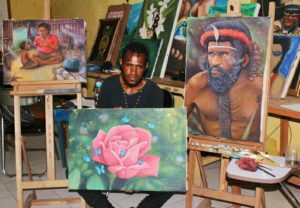 Yanto Gombo, a young Papuan painter who started off by a hobby
